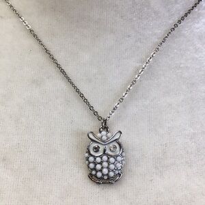 Silver Beaded Owl Necklace
